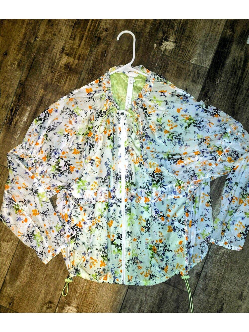 Stori Rise In Bloom Light Floral Lightweight Running Athletic Rain Jacket Size 6